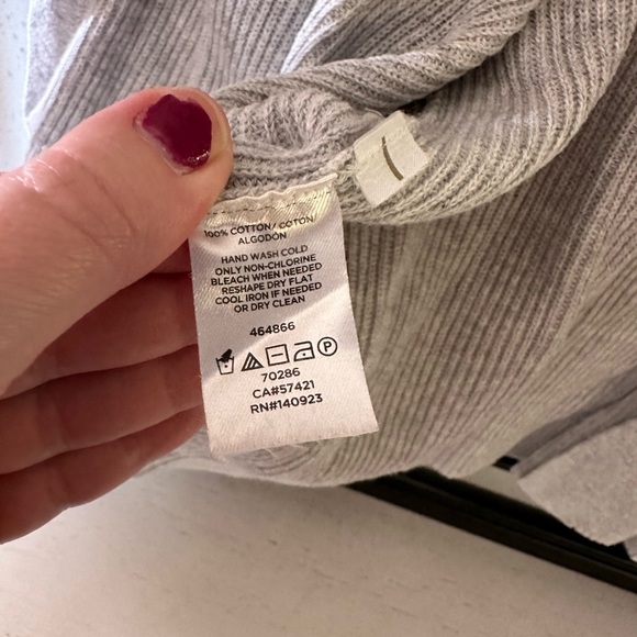 LOFT Grey Ribbed Knit Open Sweater Cardigan - Picture 5 of 9